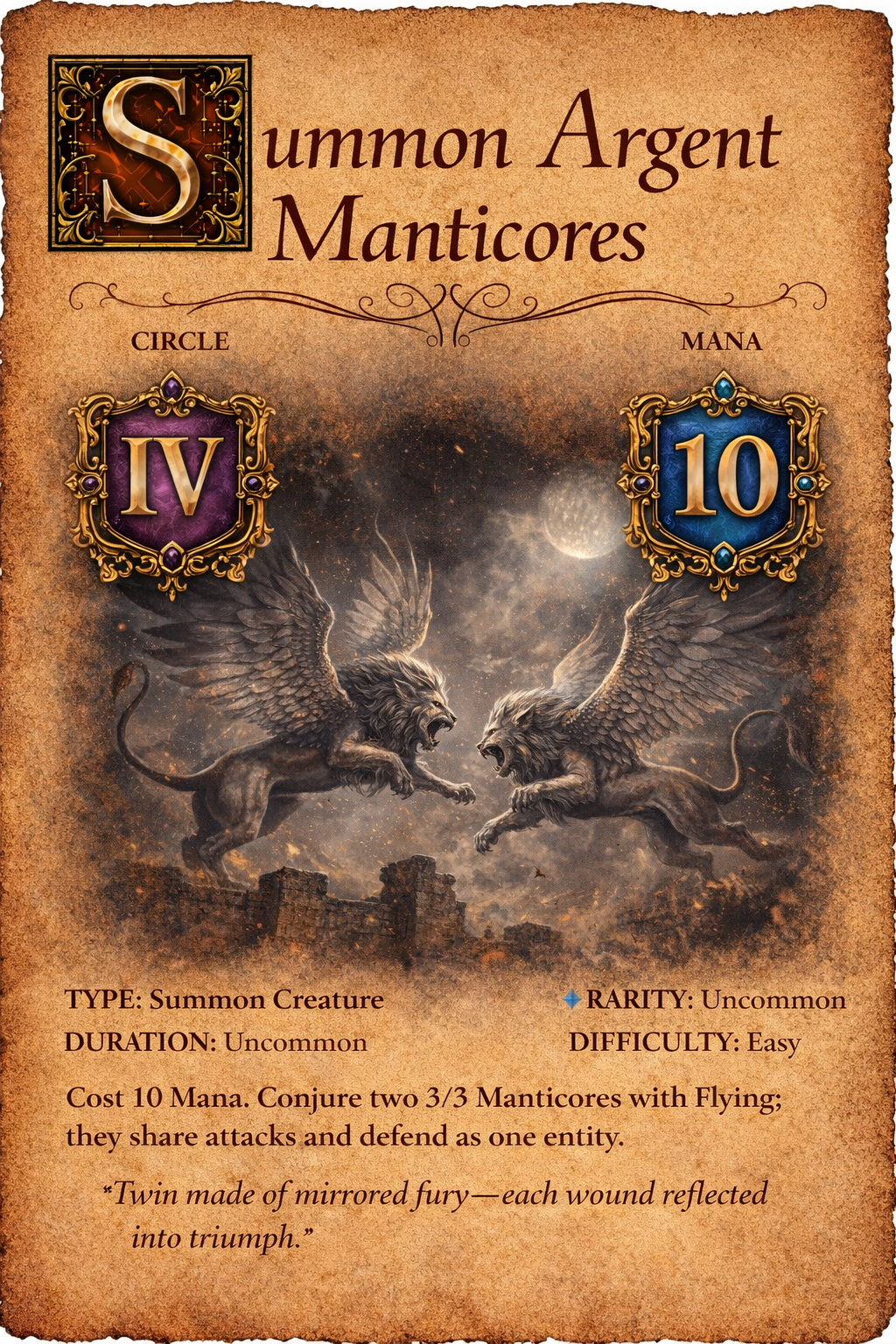 Argent Manticores spell card