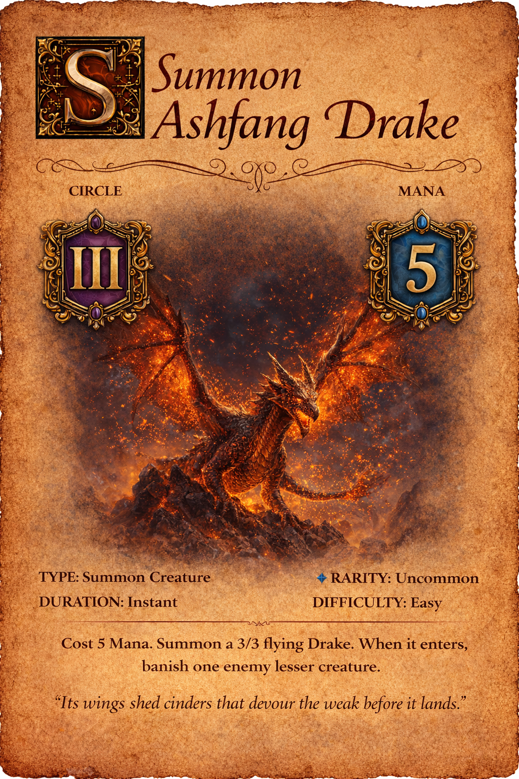 Ashfang Drake spell card