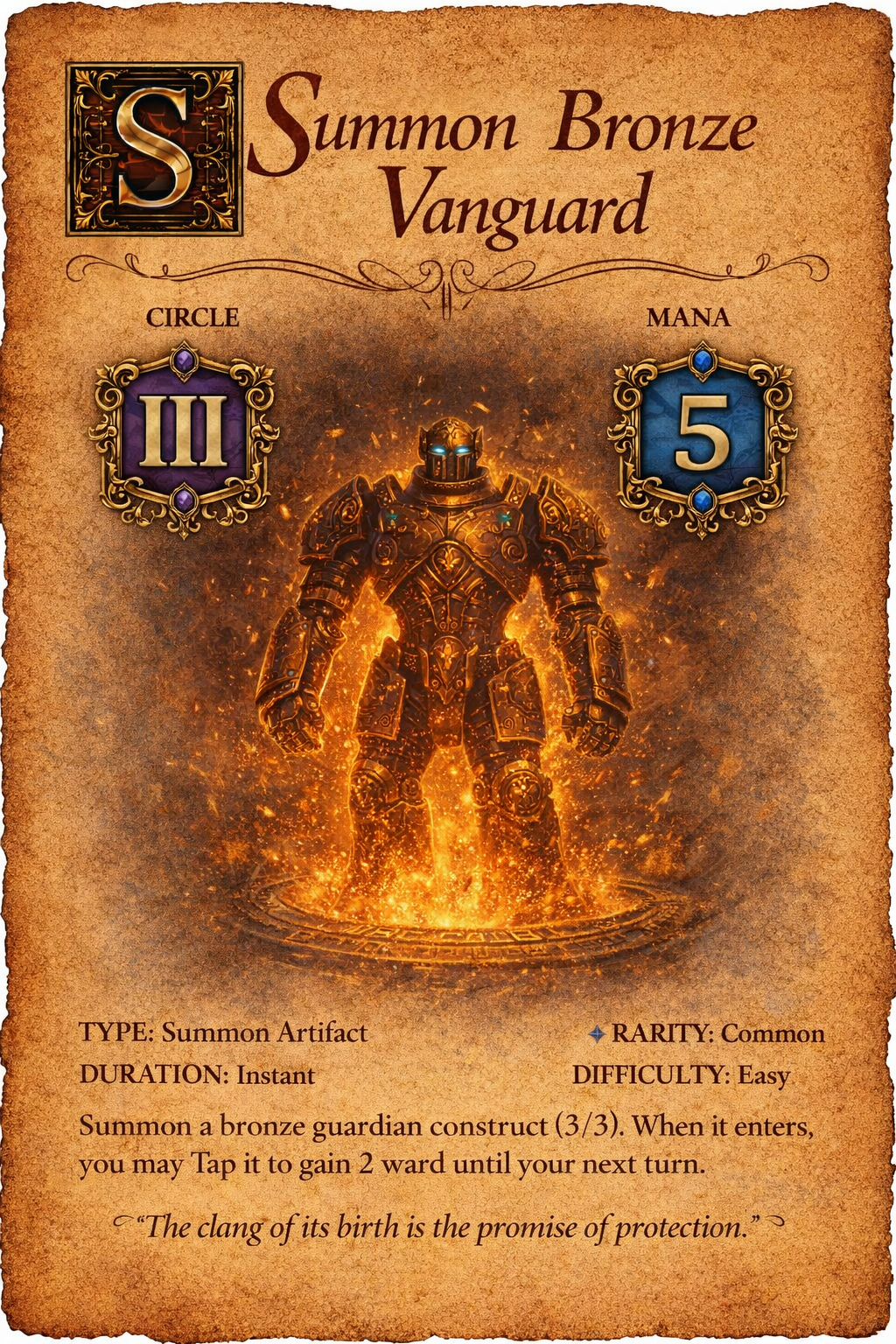 Bronze Vanguard spell card
