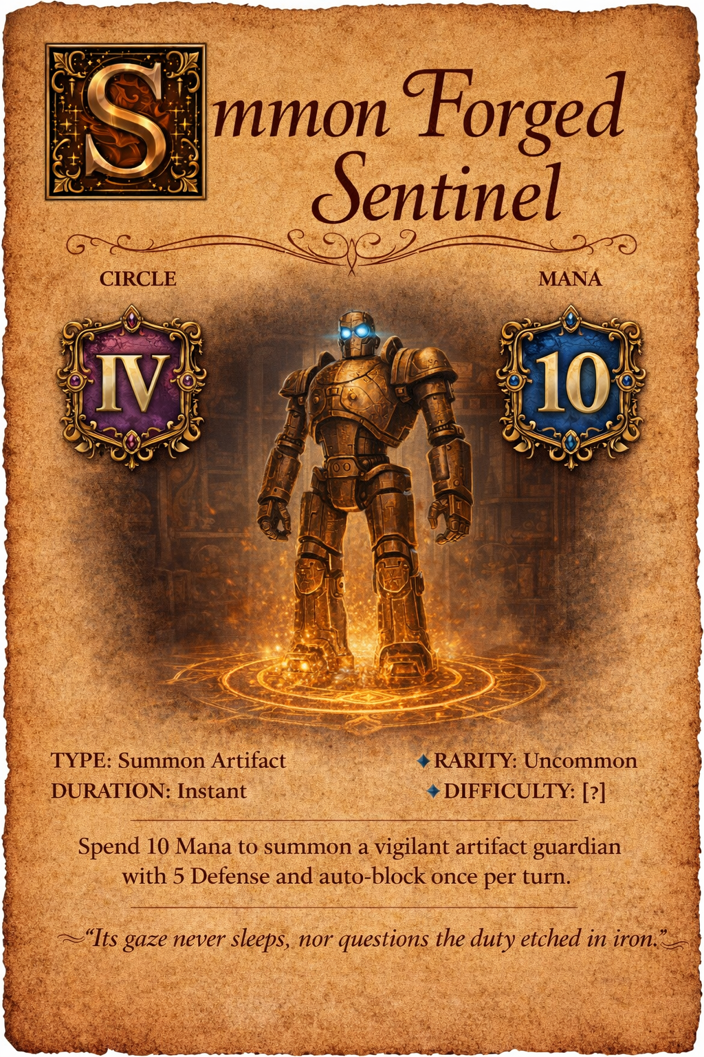 Forged Sentinel spell card