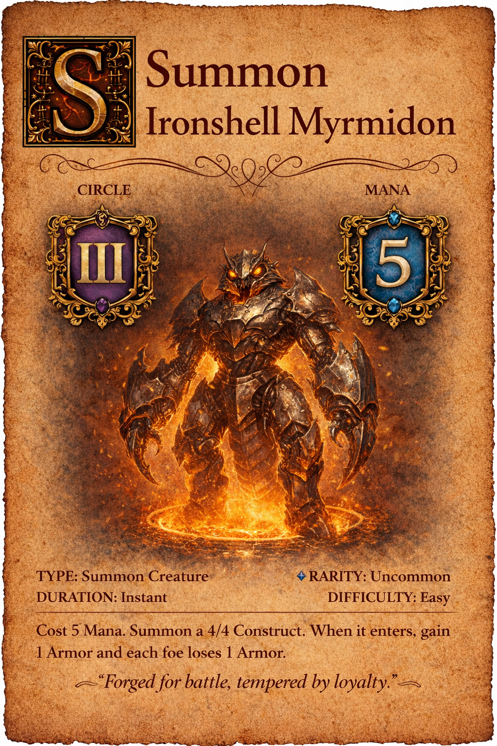 Ironshell Myrmidon spell card