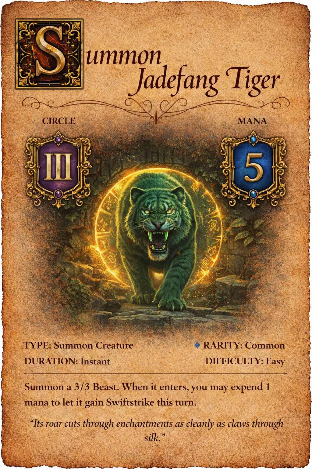 Jadefang Tiger spell card