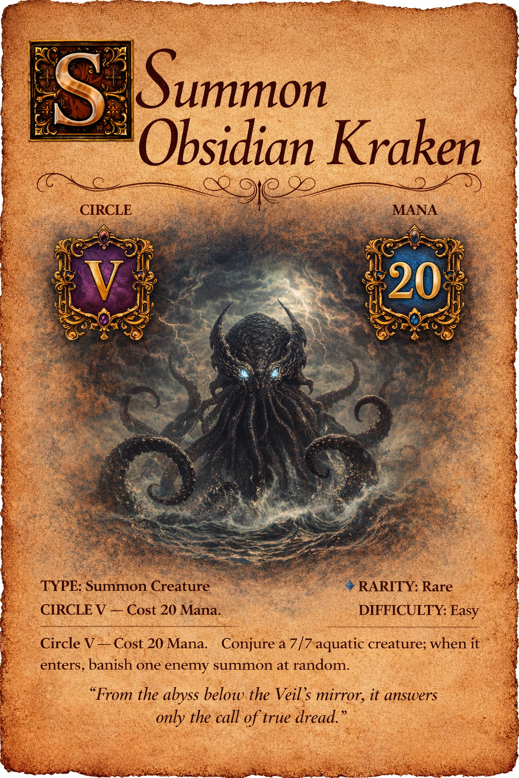 Obsidian Kraken spell card
