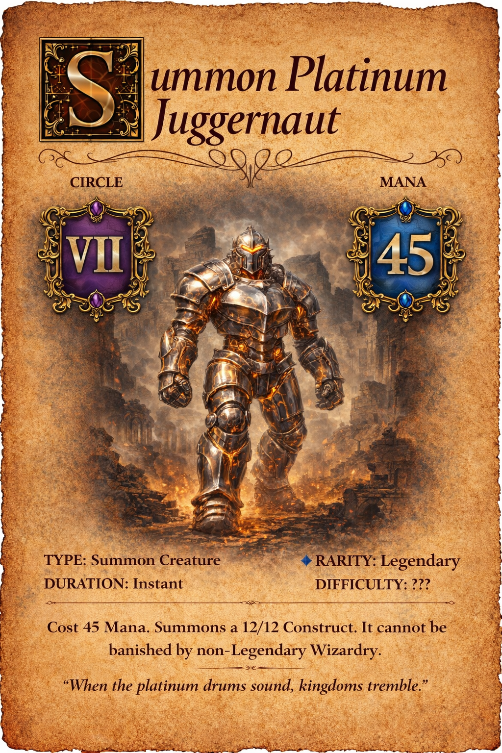 Platinum Juggernaut spell card