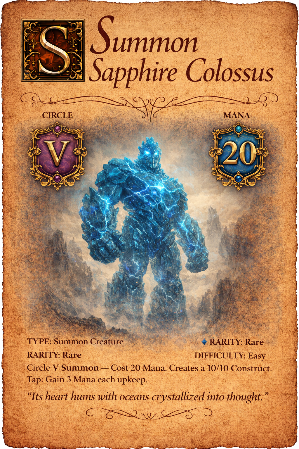 Sapphire Colossus spell card