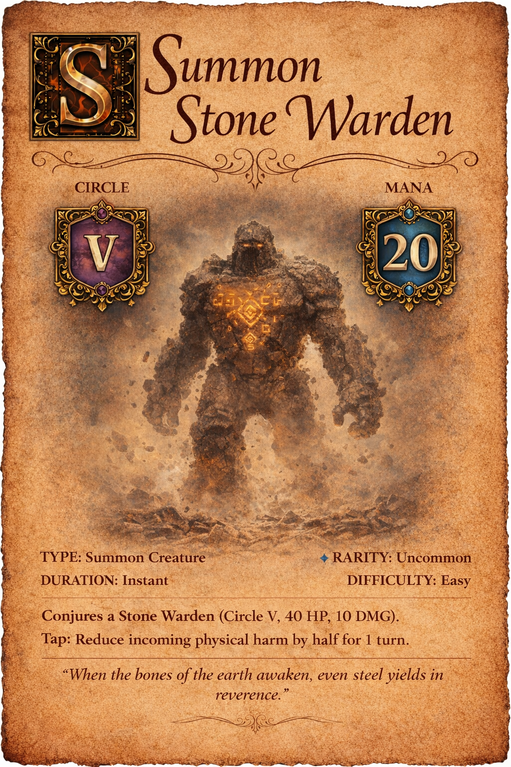 Stone Warden spell card