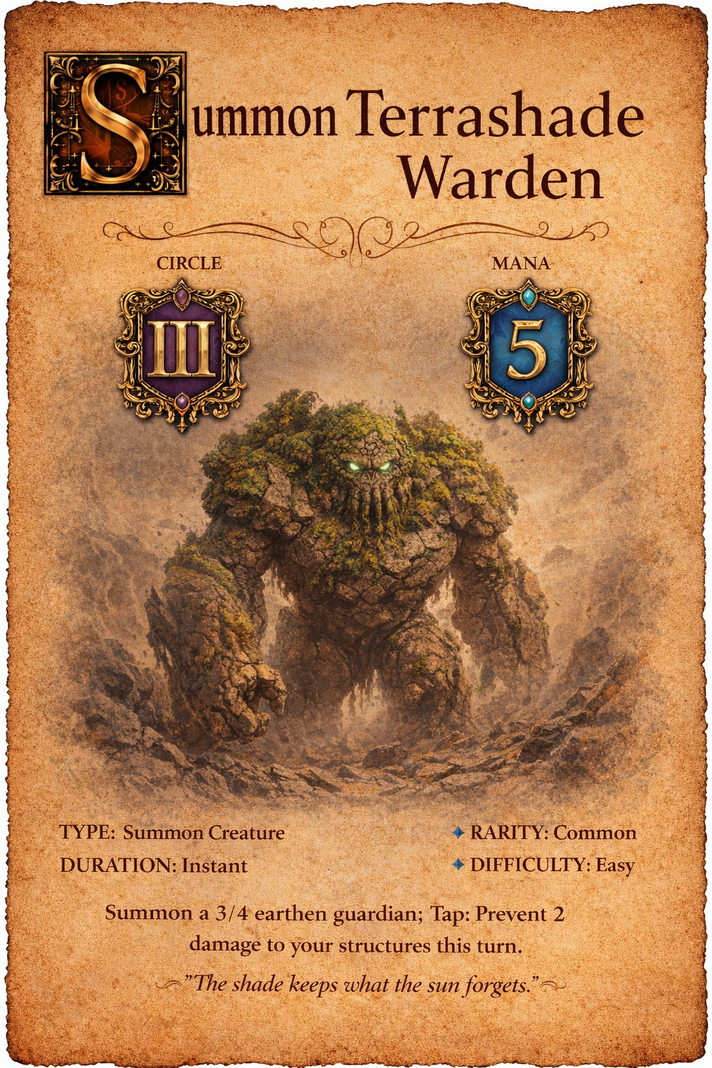 Terrashade Warden spell card